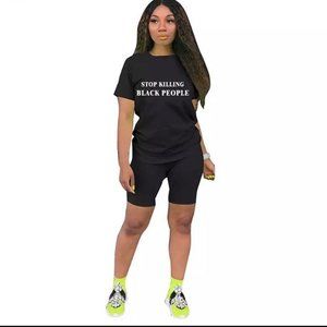 Stop killing black people 2pc biker short set